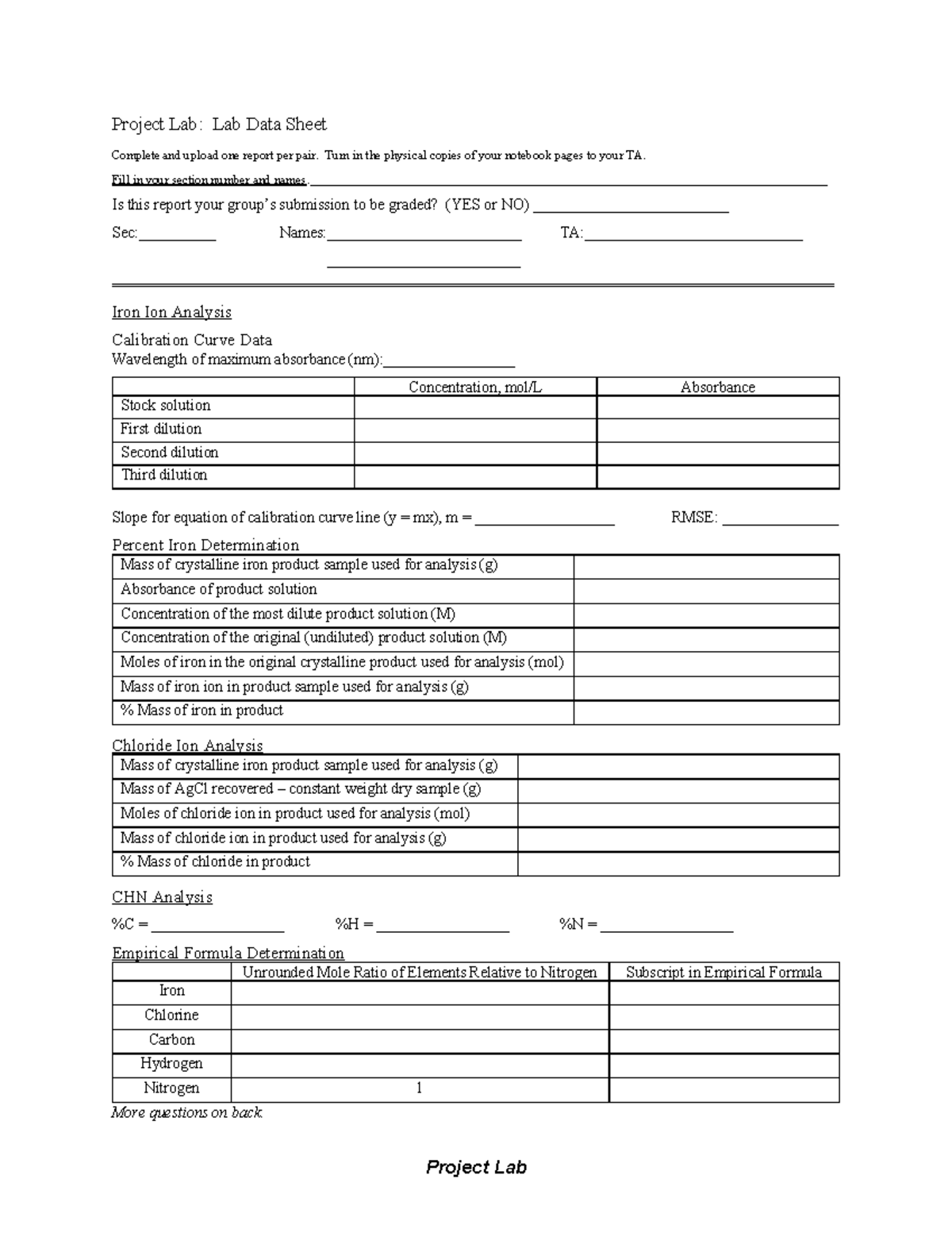 07 Project Lab - F23 Report Form - Project Lab Project Lab: Lab Data ...