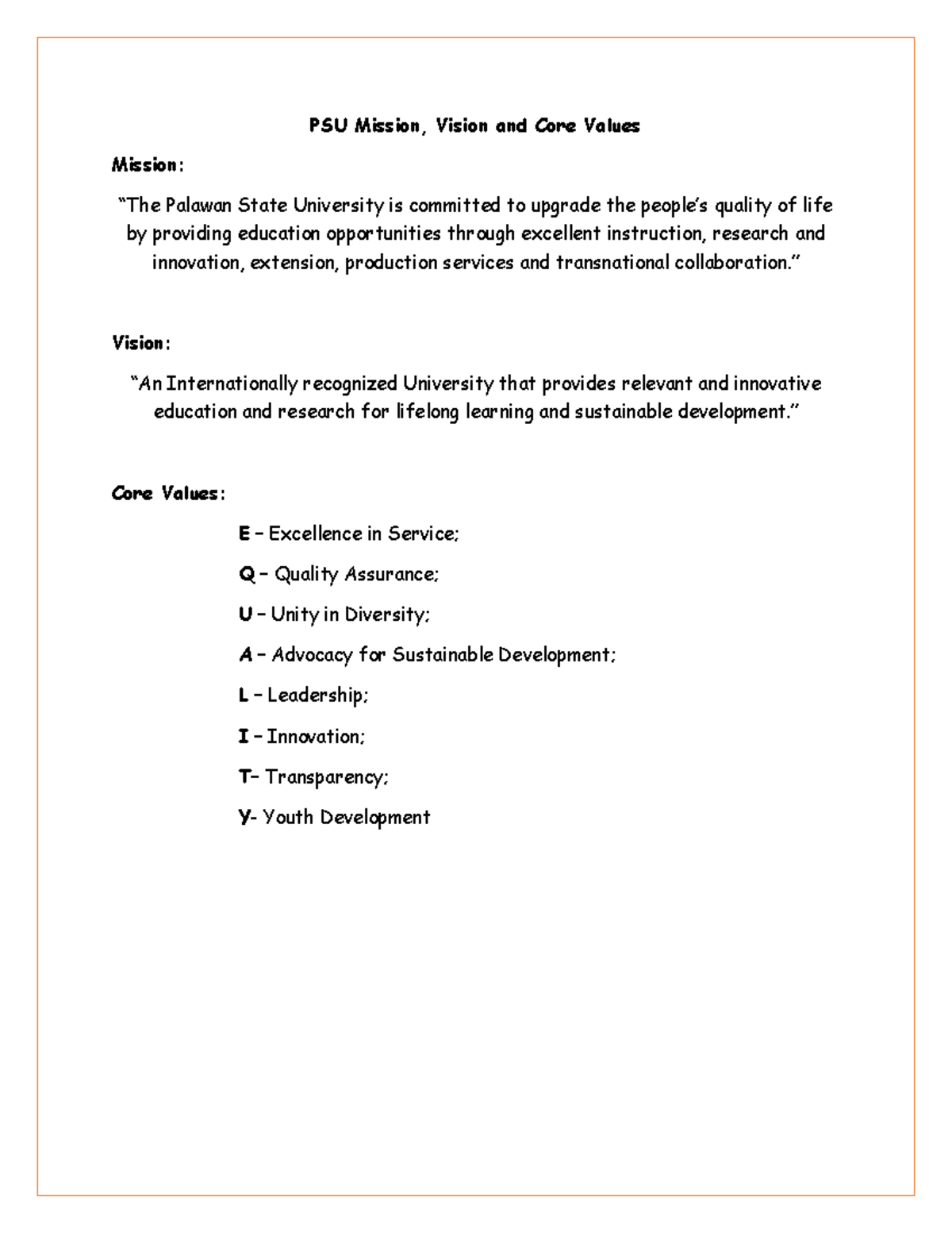 Module 3 Deutsch foreign language - PSU Mission, Vision and Core Values ...