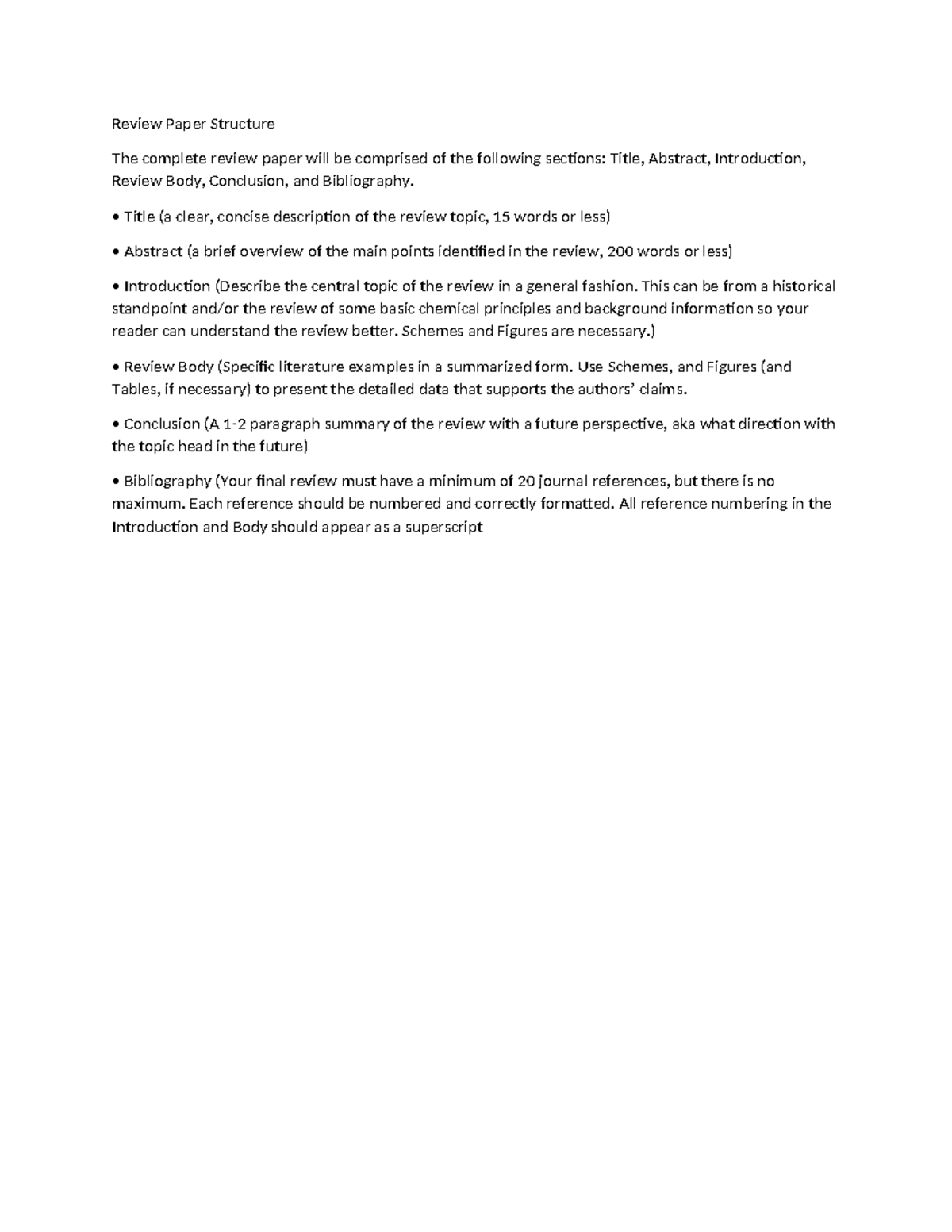 Review Paper Structure - Title (a clear, concise description of the ...