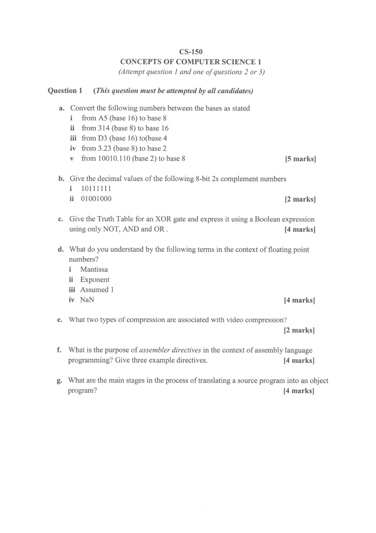 Exam 2017, questions - CS-150 - Studocu