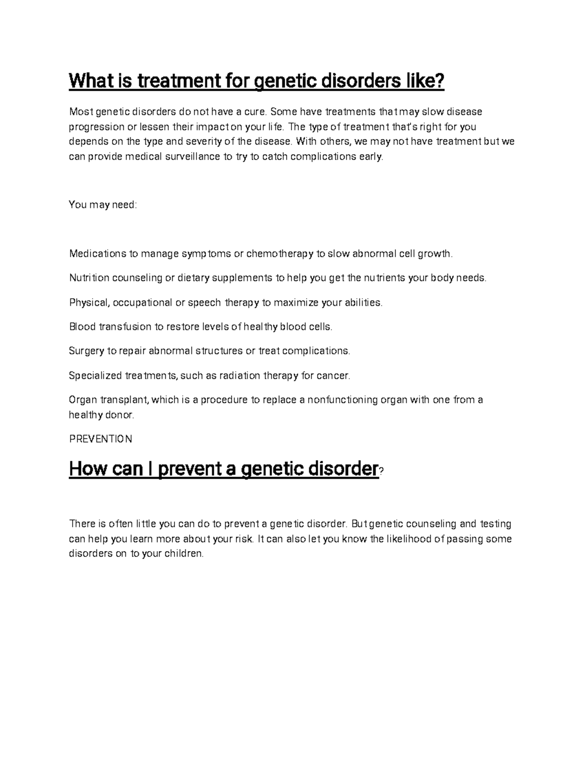 Prevention of genetic diseases very importent fact - Wh a t i s t r e a ...