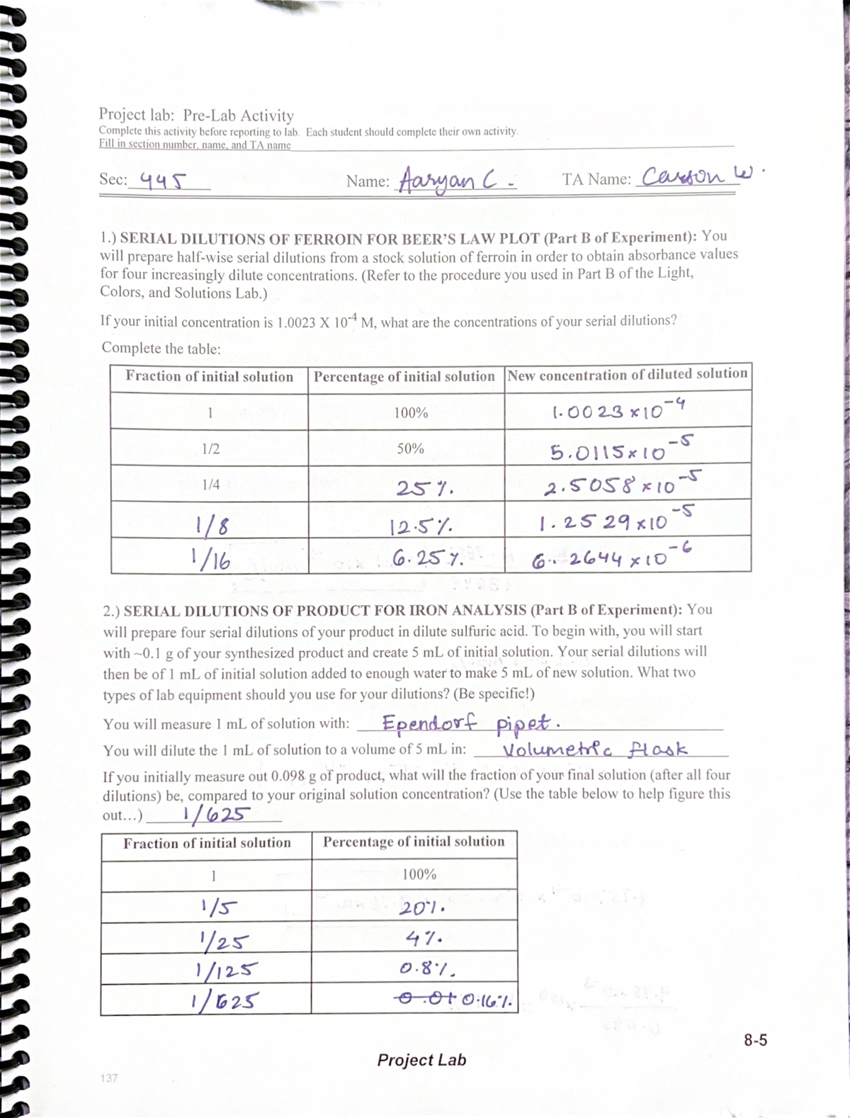Pre lab project lab prelab CHEM 103 Studocu