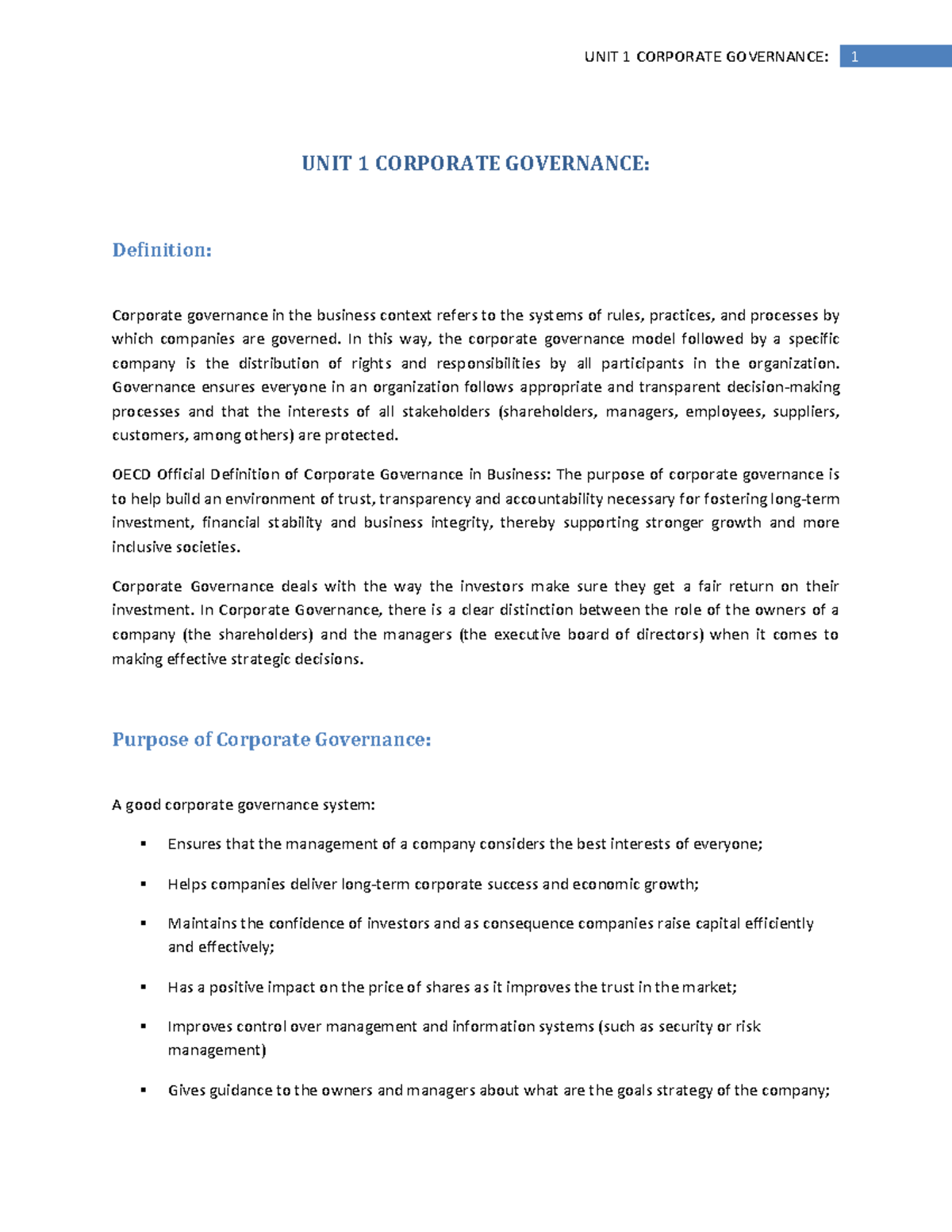 unit-1-corporate-governance-unit-1-corporate-governance-definition