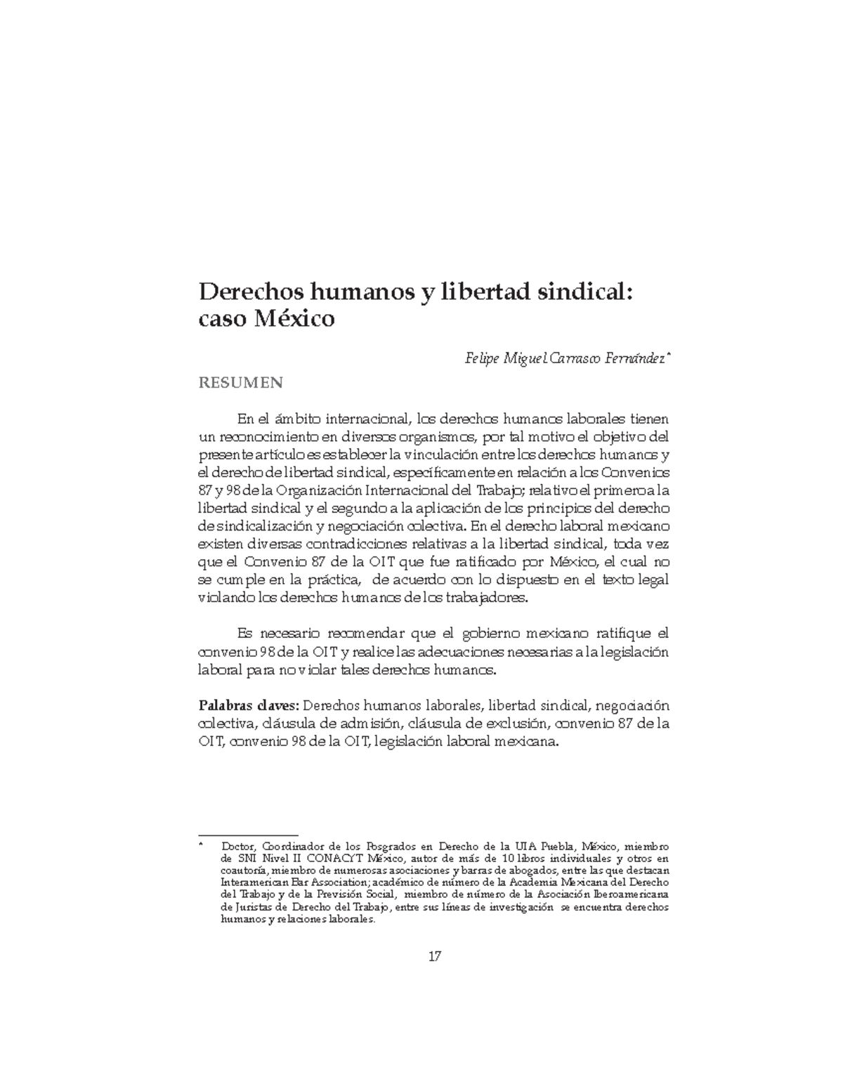 Libertad Sindical - Derechos Humanos Y Libertad Sindical: Caso México ...