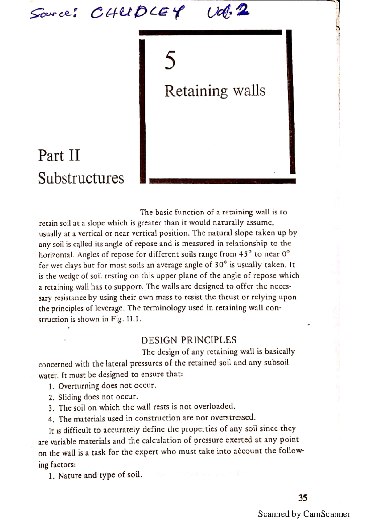 Retaining Walls by Chudley Building technology 1 UoN Studocu