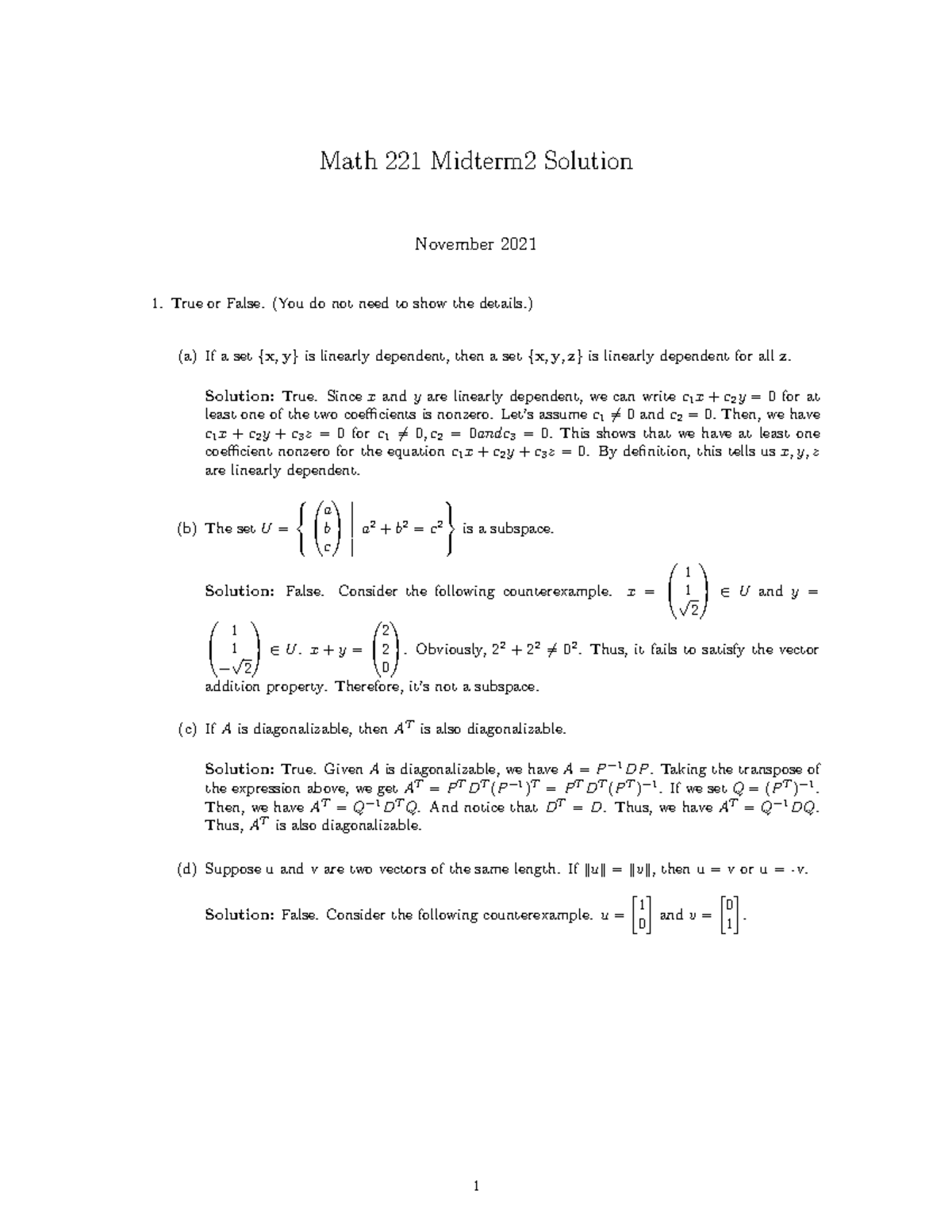 Math+221+Midterm 2+Solution Math 221 Midterm2 Solution November 2021