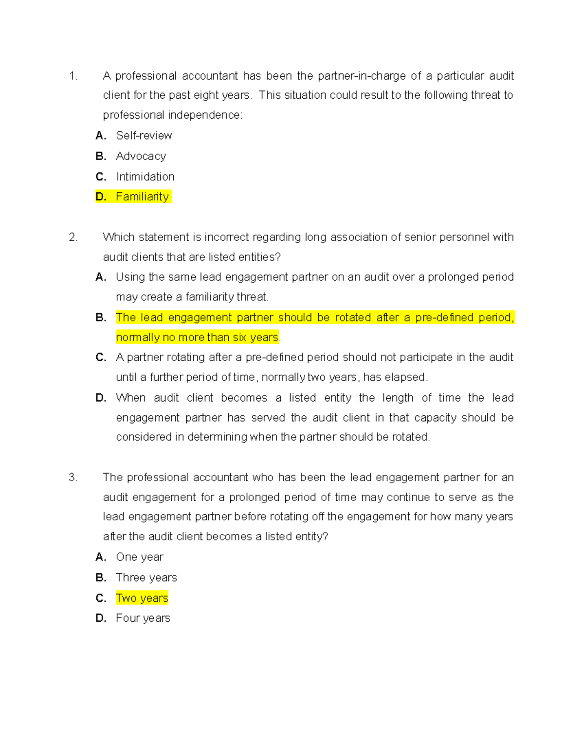 Audit Theory-QUIZ-5 - A Professional Accountant Has Been The Partner-in ...