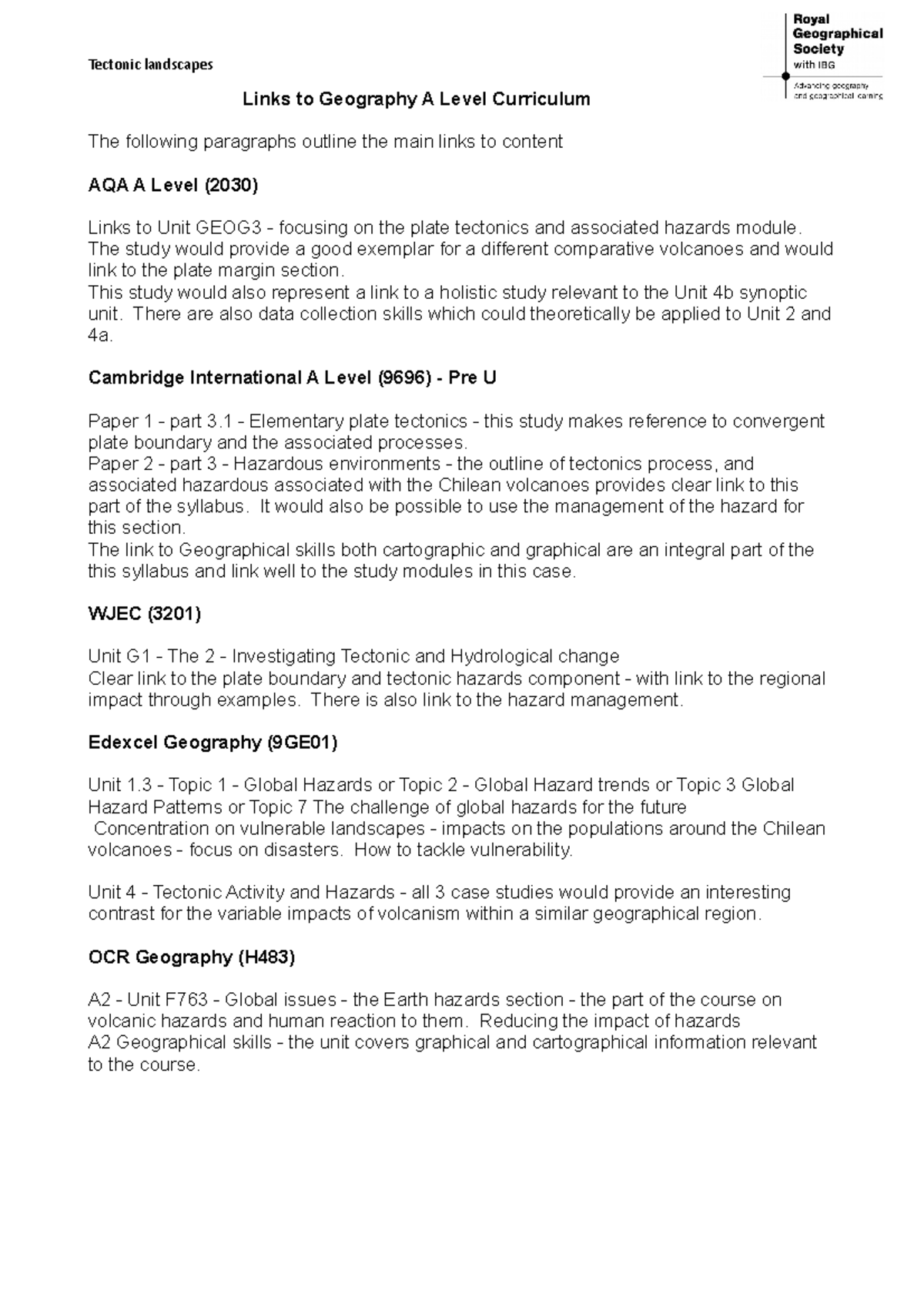 Volcanoes LinkstoALevelsyllabus Tectonic landscapes Links to