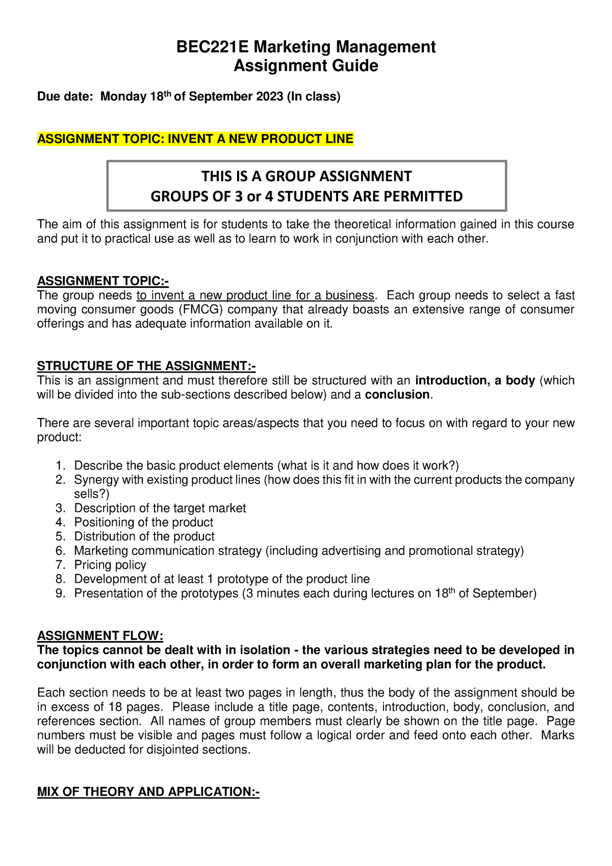 Assignment Guide 2023 - BEC221E Marketing Management Assignment Guide ...