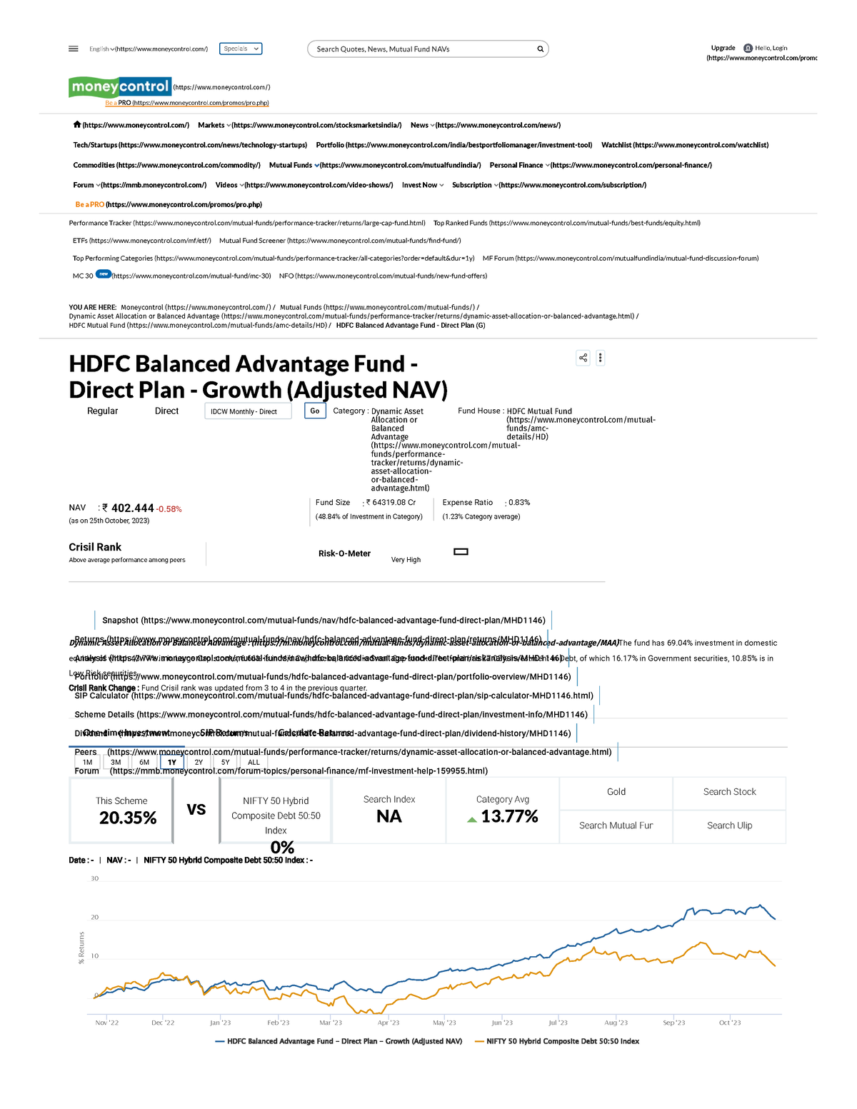 HDFC Balanced Advantage Fund - Direct Plan - Growth (Adjusted NAV) [402 ...