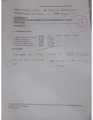 experiment 1 the densities of liquids and solids