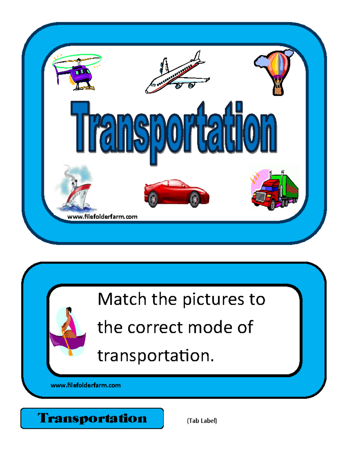 Transportation - Inglés - Inglés IV - (Tab Label) filefolderfarm ...