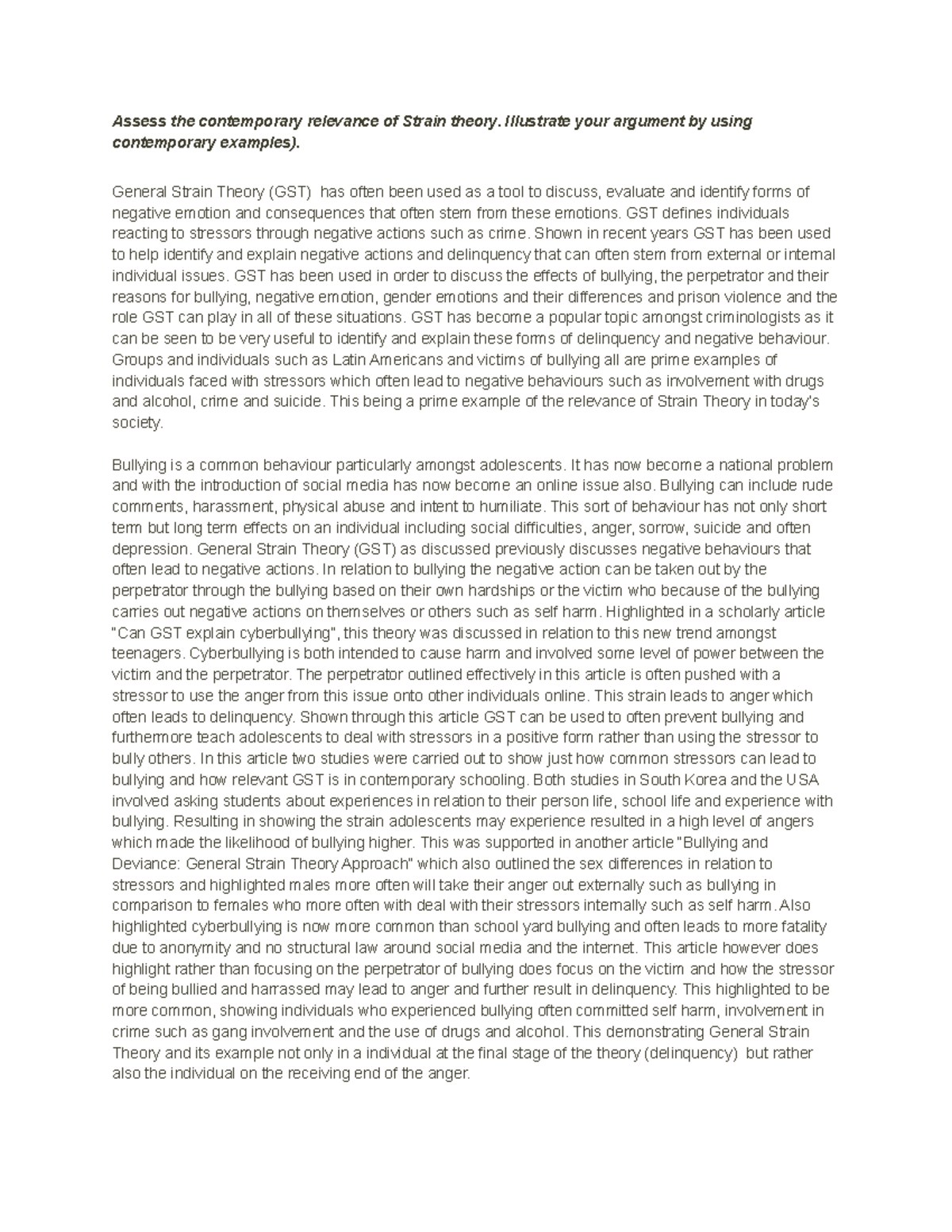 Crime Deviance Society Final Essay - Assess the contemporary relevance ...