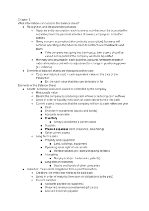 Chapter 2 Notes Honors Financial Accounting - ACCT 2901 - Temple ...