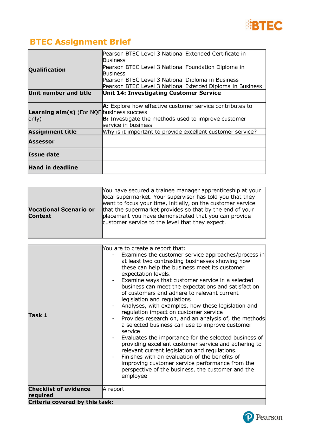 pearson iv assignment brief template