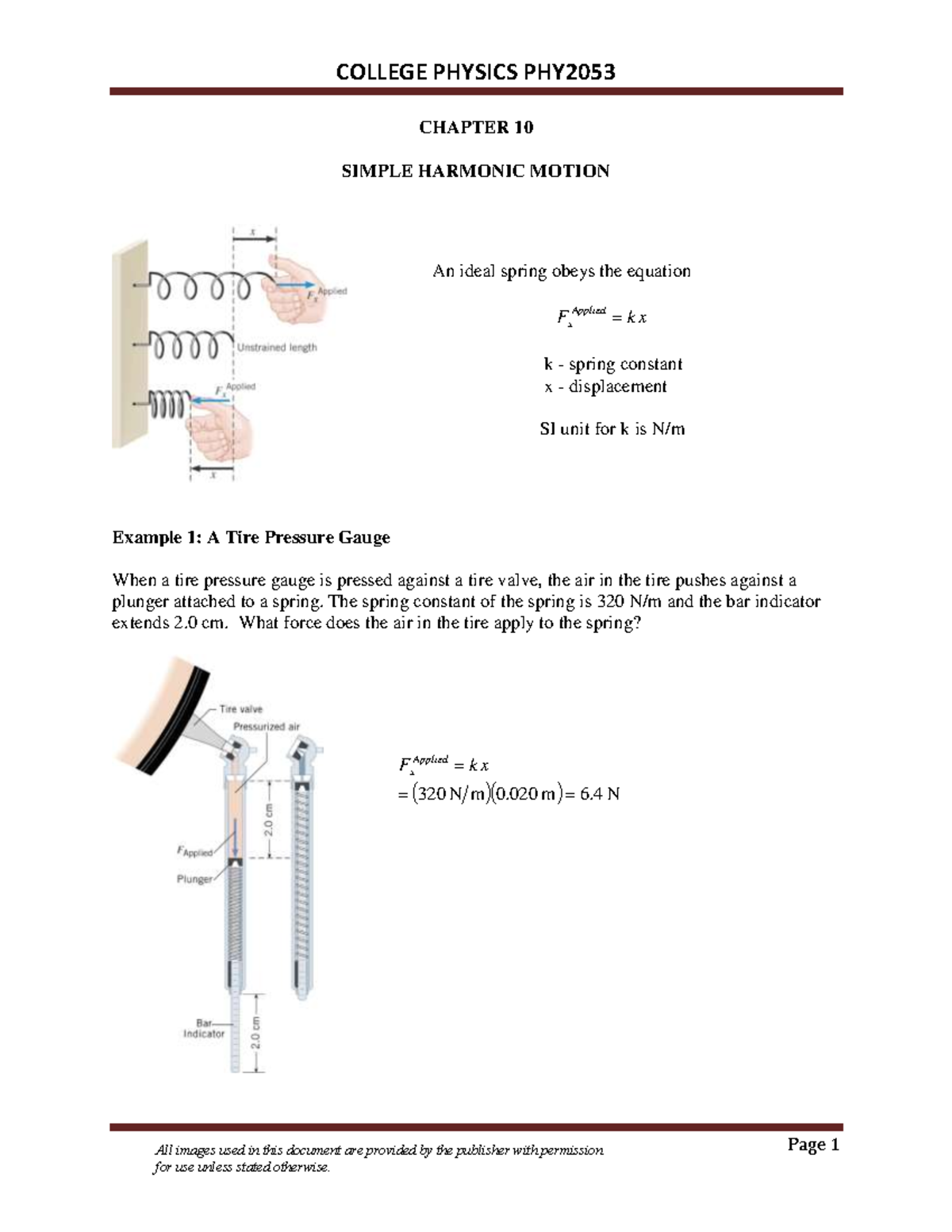 College Physics 18 - Notes - Yxvutsrqpo ####### CHAPTER 10 ...