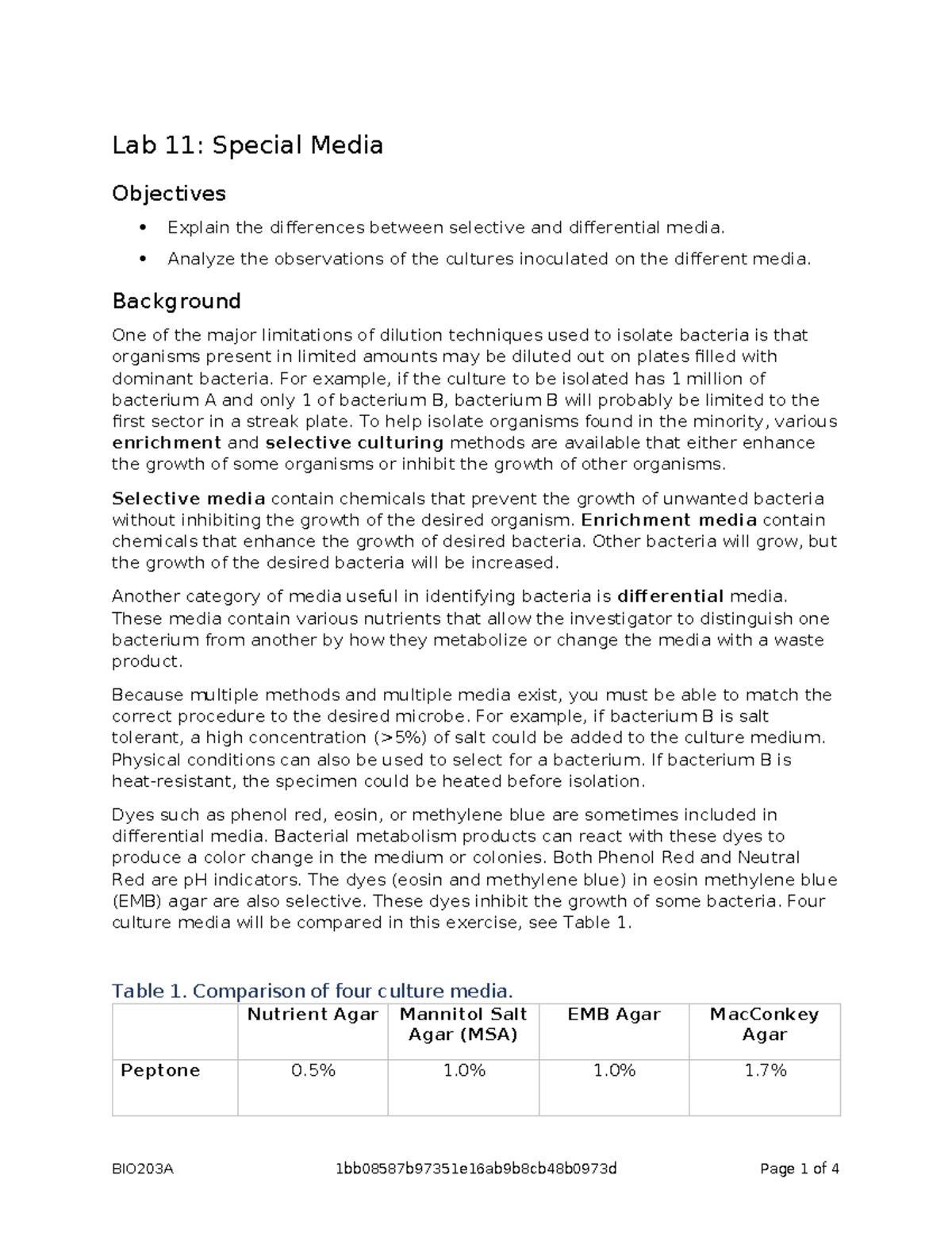 BIO203A M4 L11 Special Media - Lab 11: Special Media Objectives Explain ...