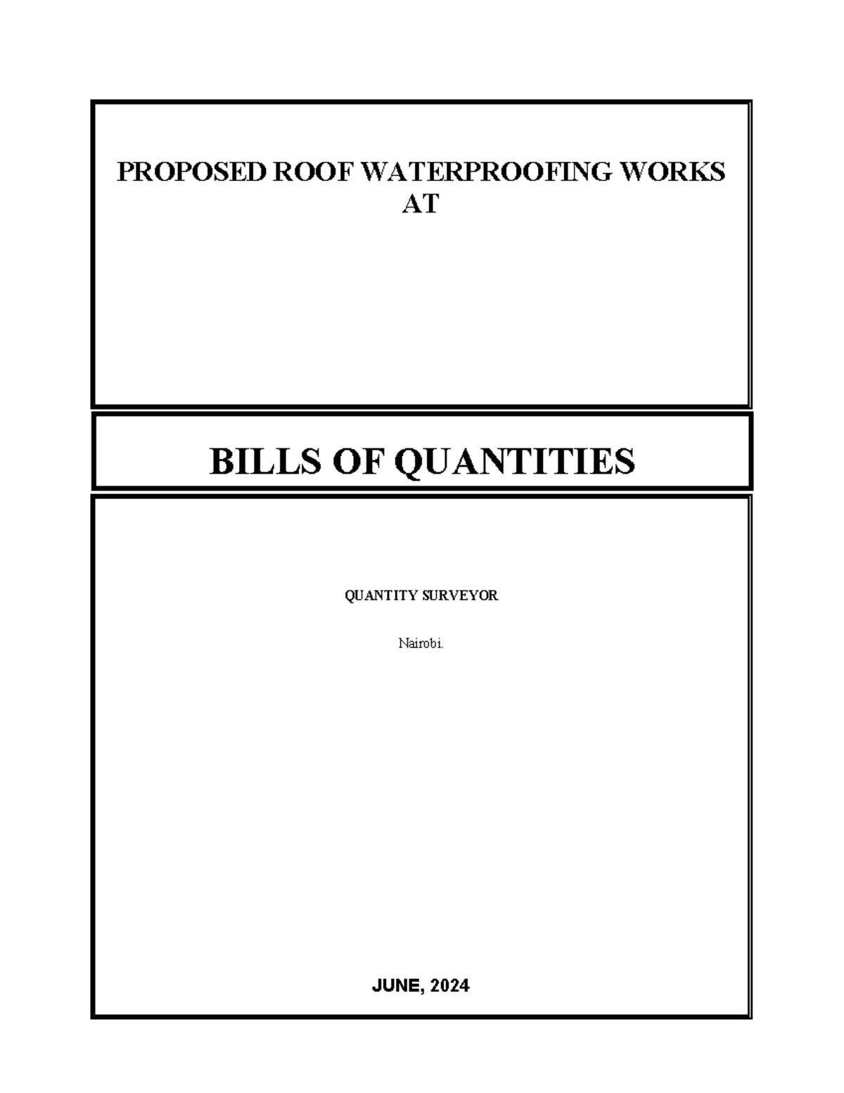 Waterproofing Blank BQ - PROPOSED REFURBISHMENT OF CO-OPERATIVE BANK ...
