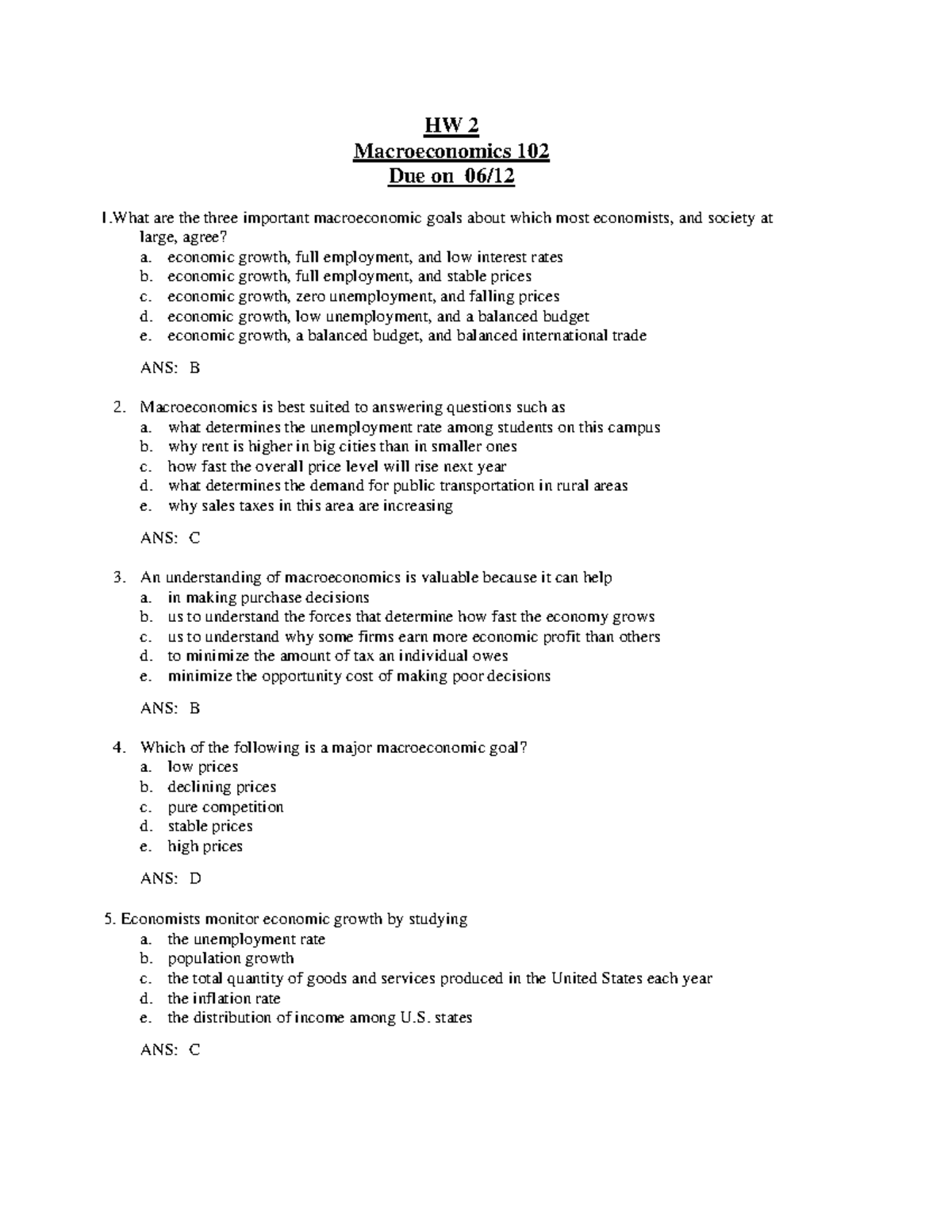 economics chapter 2 homework answers