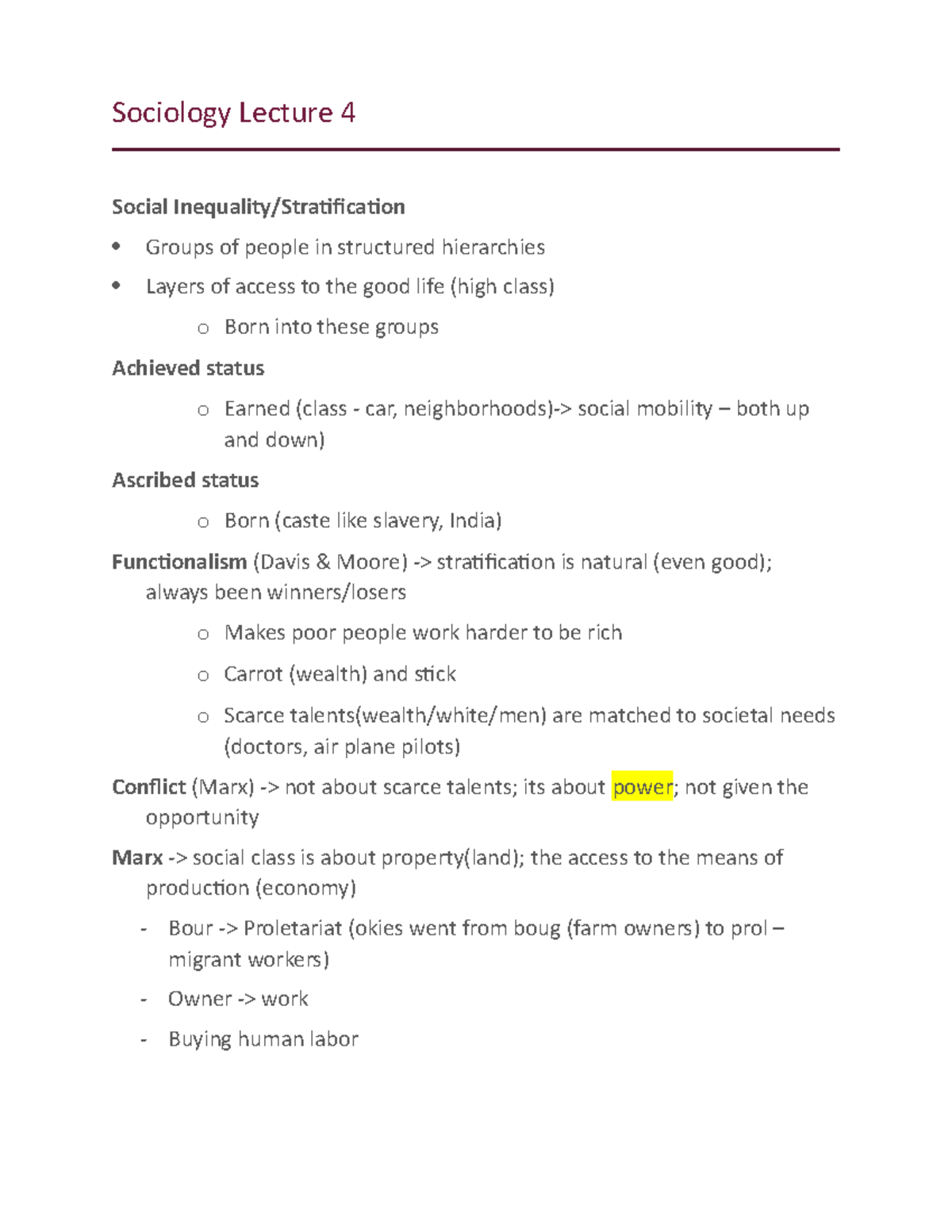 Sociology Lecture 4 pink collar jobs (dead end, minimal benefits