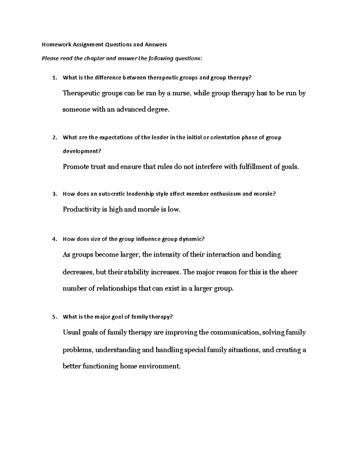 Chapter 8 Assignment 9 - Homework Assignment Ques1ons And Answers ...