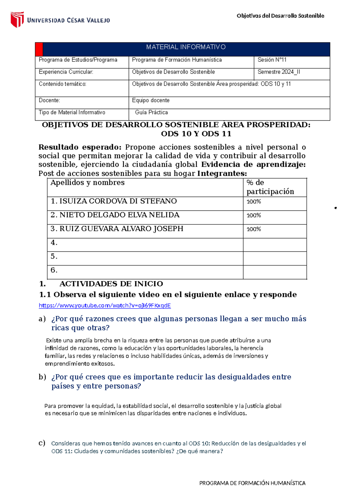 ODS 11 Y10 - Trabajo ods 11 y 10 obligatorio - MATERIAL INFORMATIVO ...