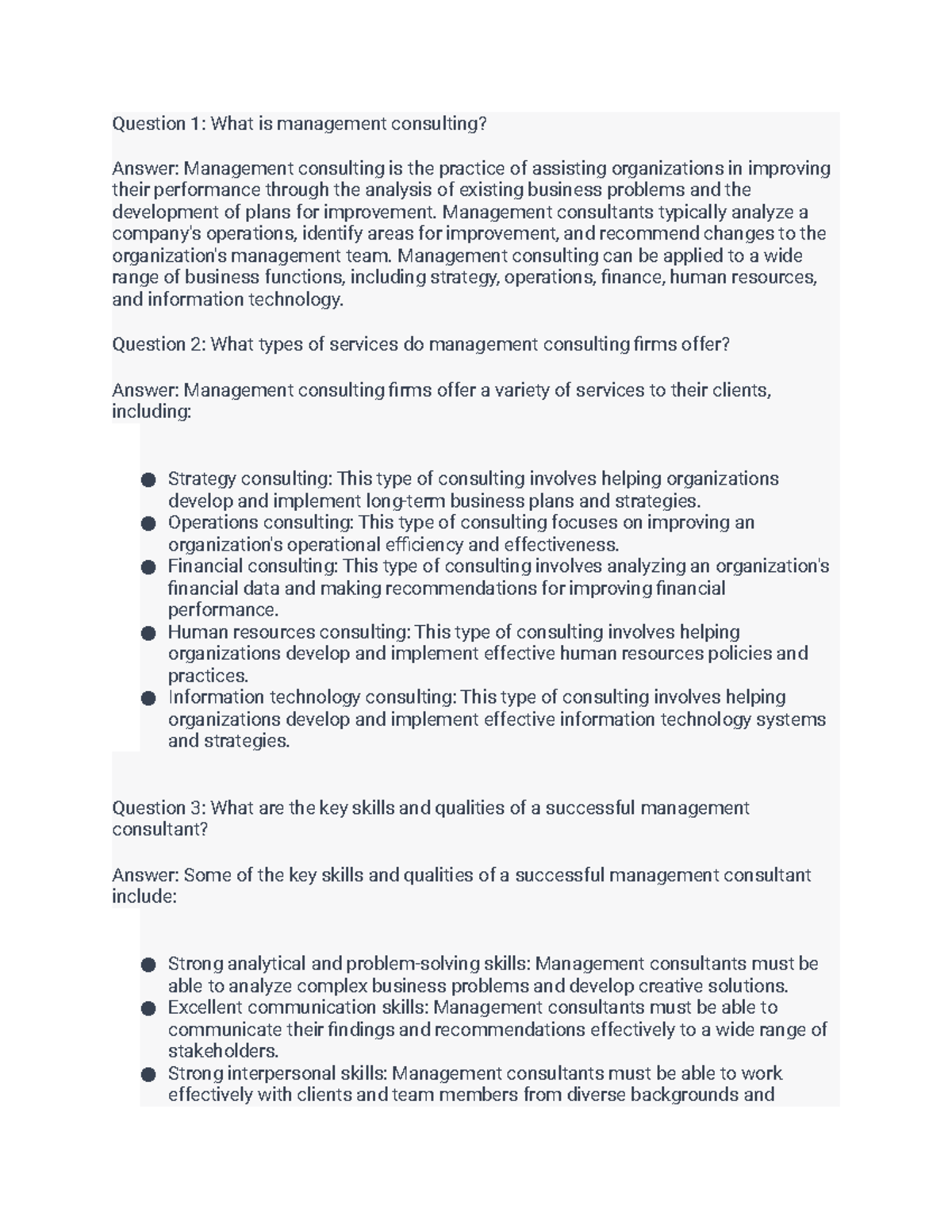 management consulting case study questions