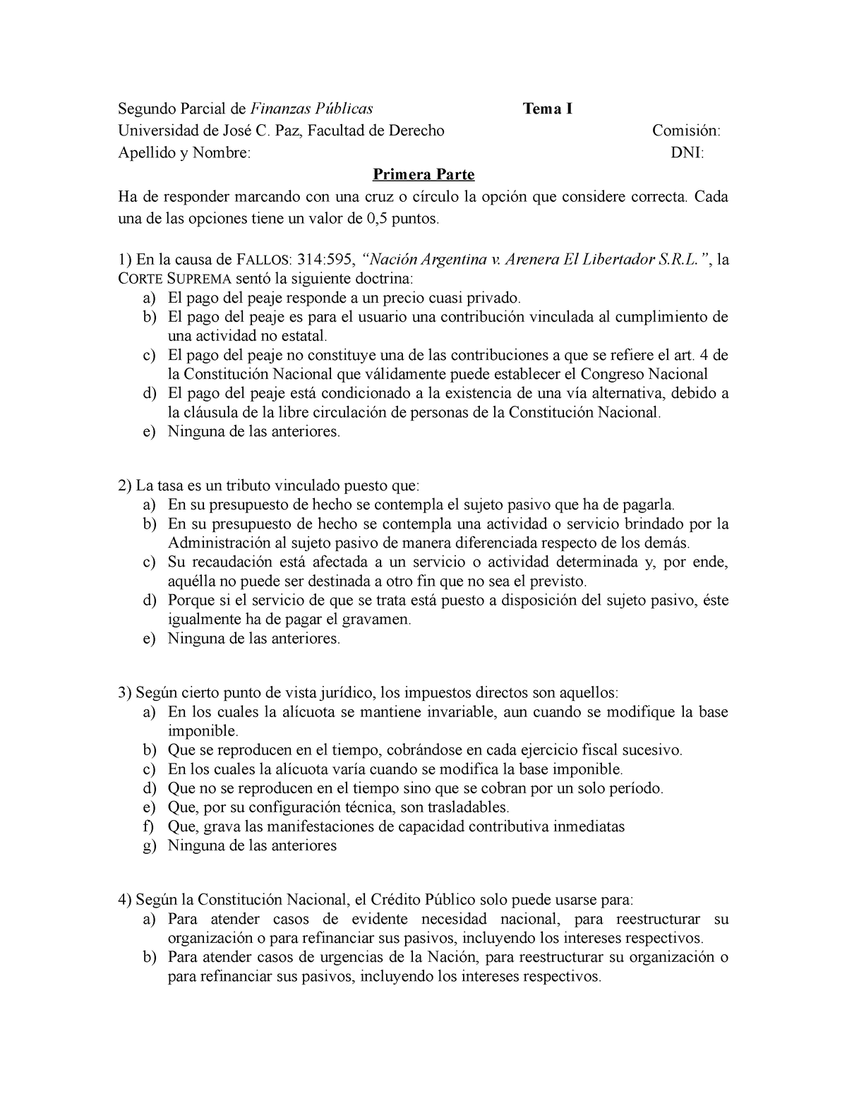 Segundo Parcial De Finanzas Públicas Tema I 2022 2° - Segundo Parcial ...