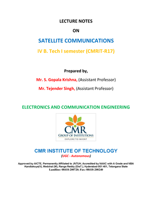 Satellite Communication Notes Unit 1 to 3 LECTURE NOTES ON