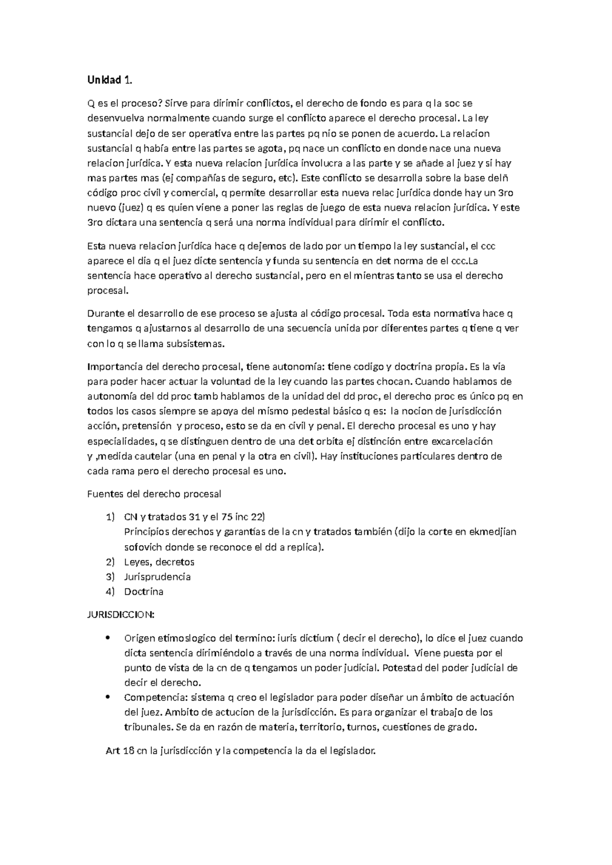 Procesal 1 - Unidad 1. Q es el proceso? Sirve para dirimir conflictos ...