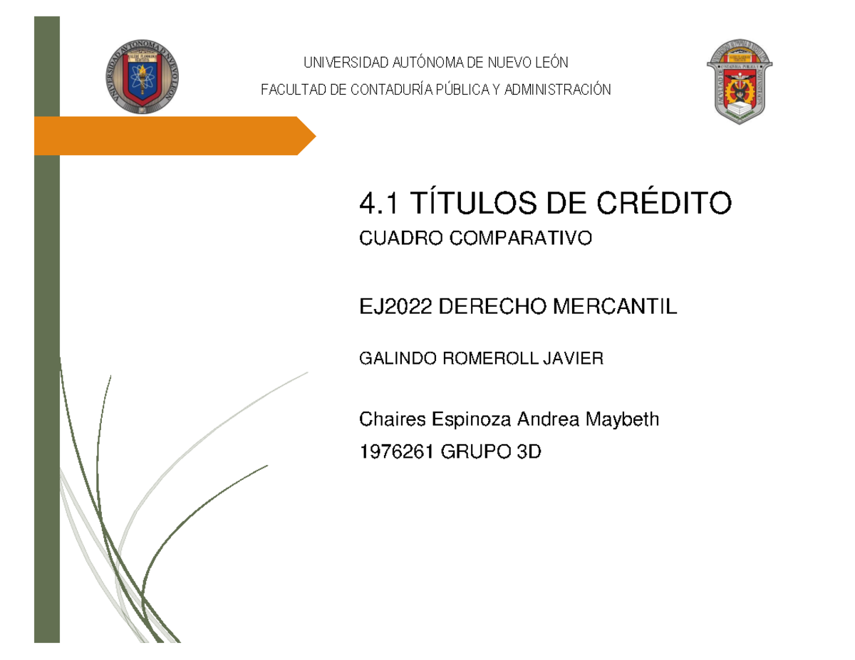 Títulos de crédito Introducción al Derecho Mercantil - UNIVERSIDAD