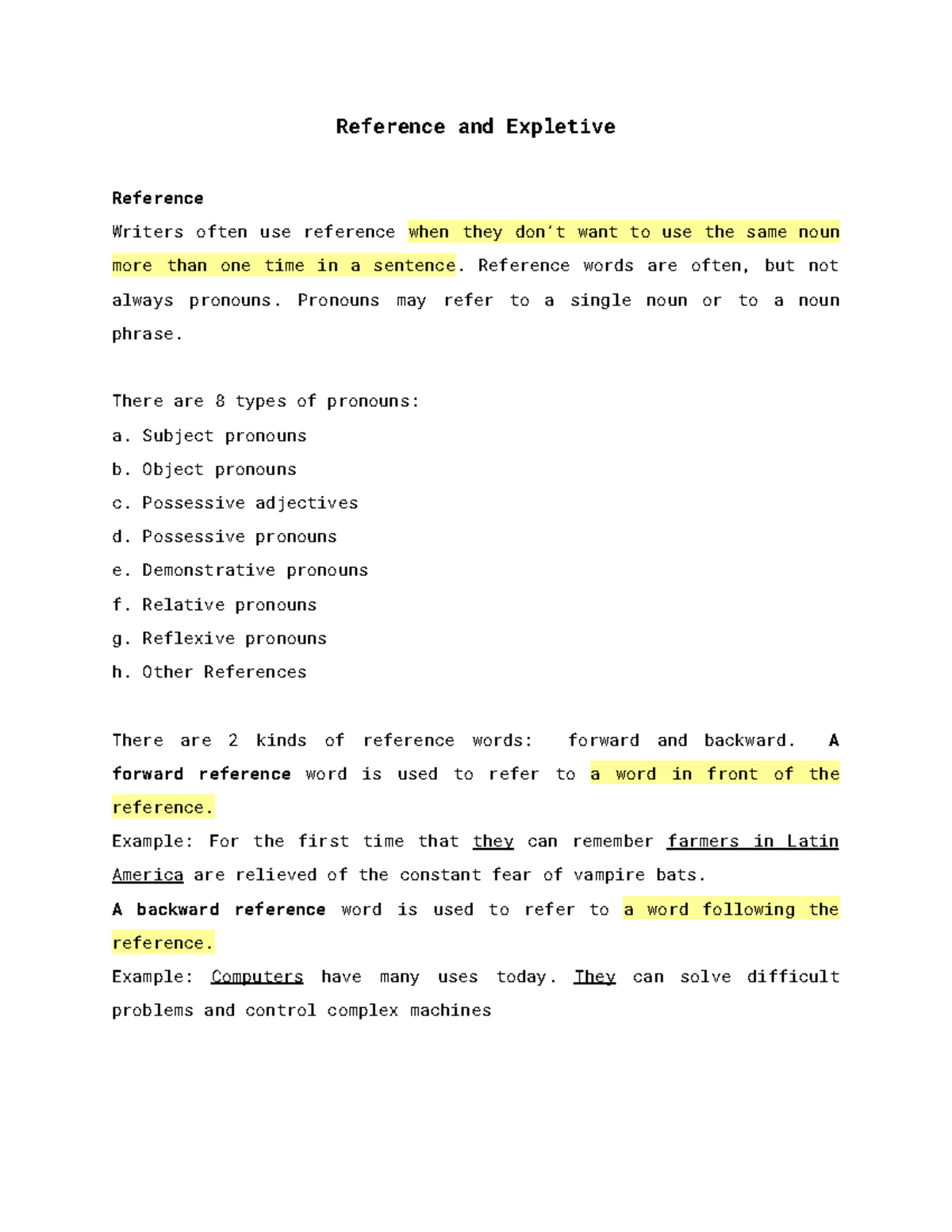 Reference and Expletive - Reference and Expletive Reference Writers ...