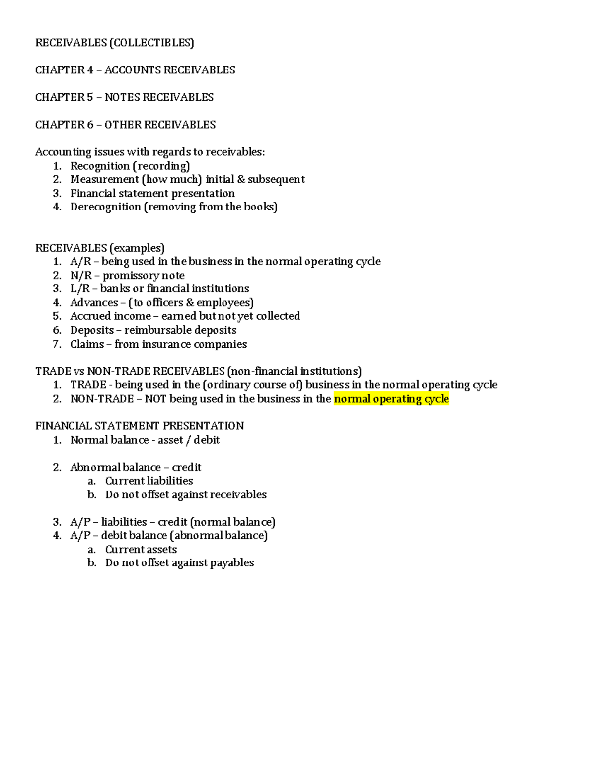 intermediate accounting 1 receivables RECEIVABLES (COLLECTIBLES