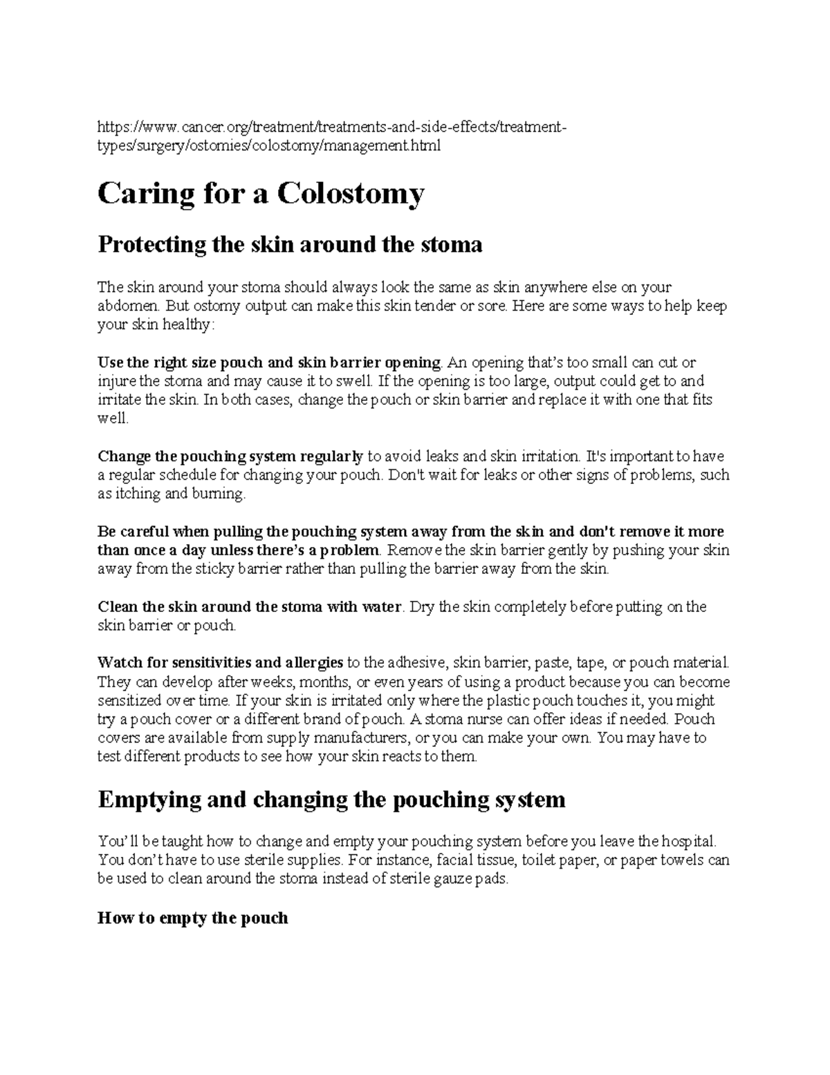 Patient Education on SelfCare of an Ostomy Studocu