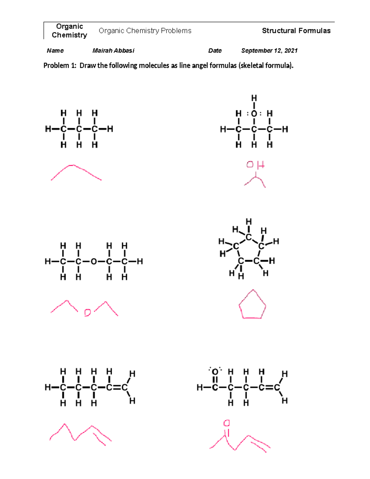3 structural formulas copy - Chemistry Organic Chemistry Problems ...