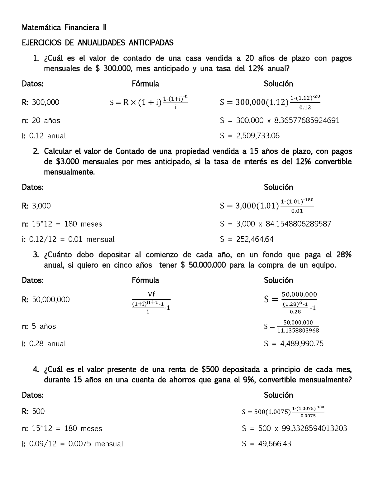 Anualidades Ejercicios Anualidades Matematica Financi 5651