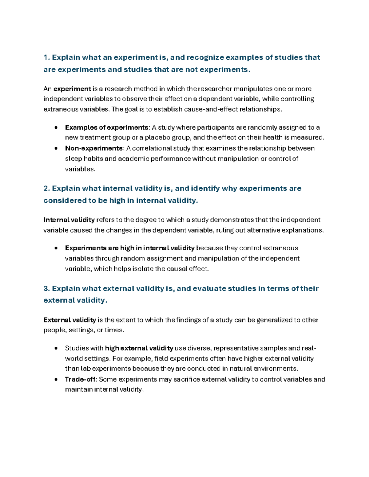 Document 7 - summary - 1. Explain what an experiment is, and recognize ...