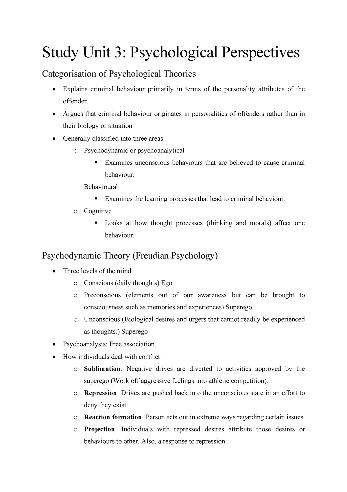 Study Unit 3 Part A KRM310 - Study Unit 3: Psychological Perspectives ...