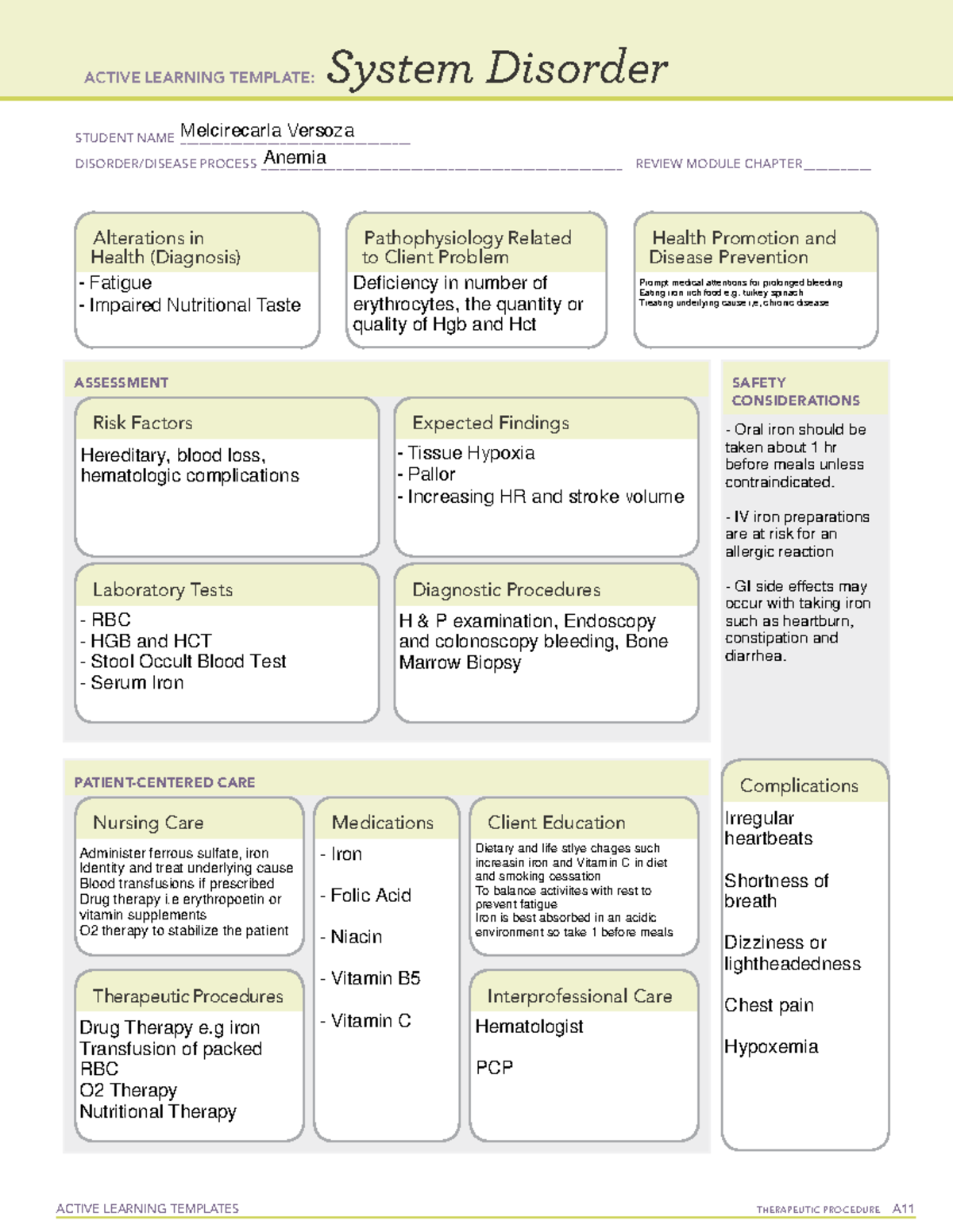 Anemia - ACTIVE LEARNING TEMPLATES THERAPEUTIC PROCEDURE A System ...