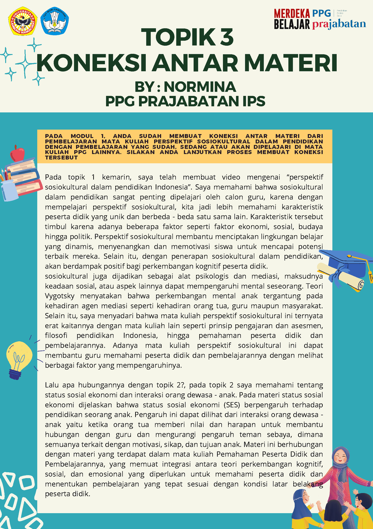 Normina Koneksi Antar Materi Topik MK Perspektif Sosiokultural Pada Topik Kemarin Saya