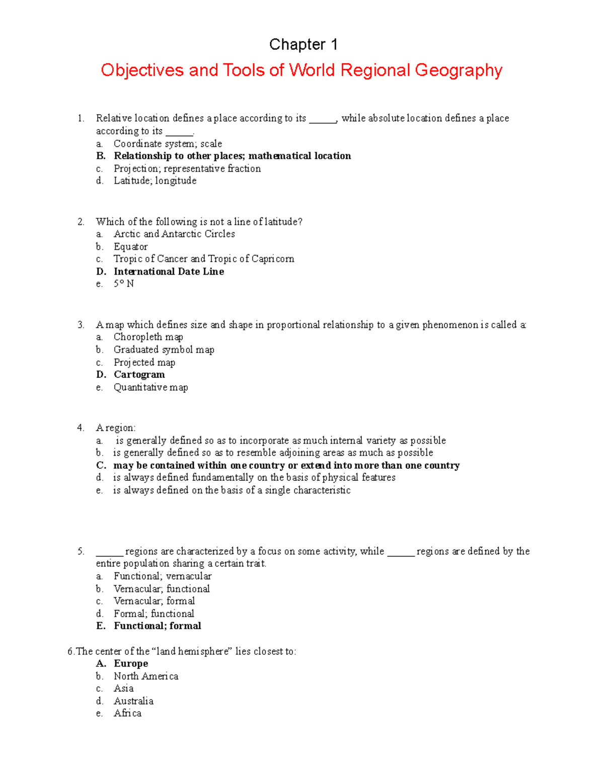 Ch01 Objectives and Tools of World Regional Geography Chapter 1