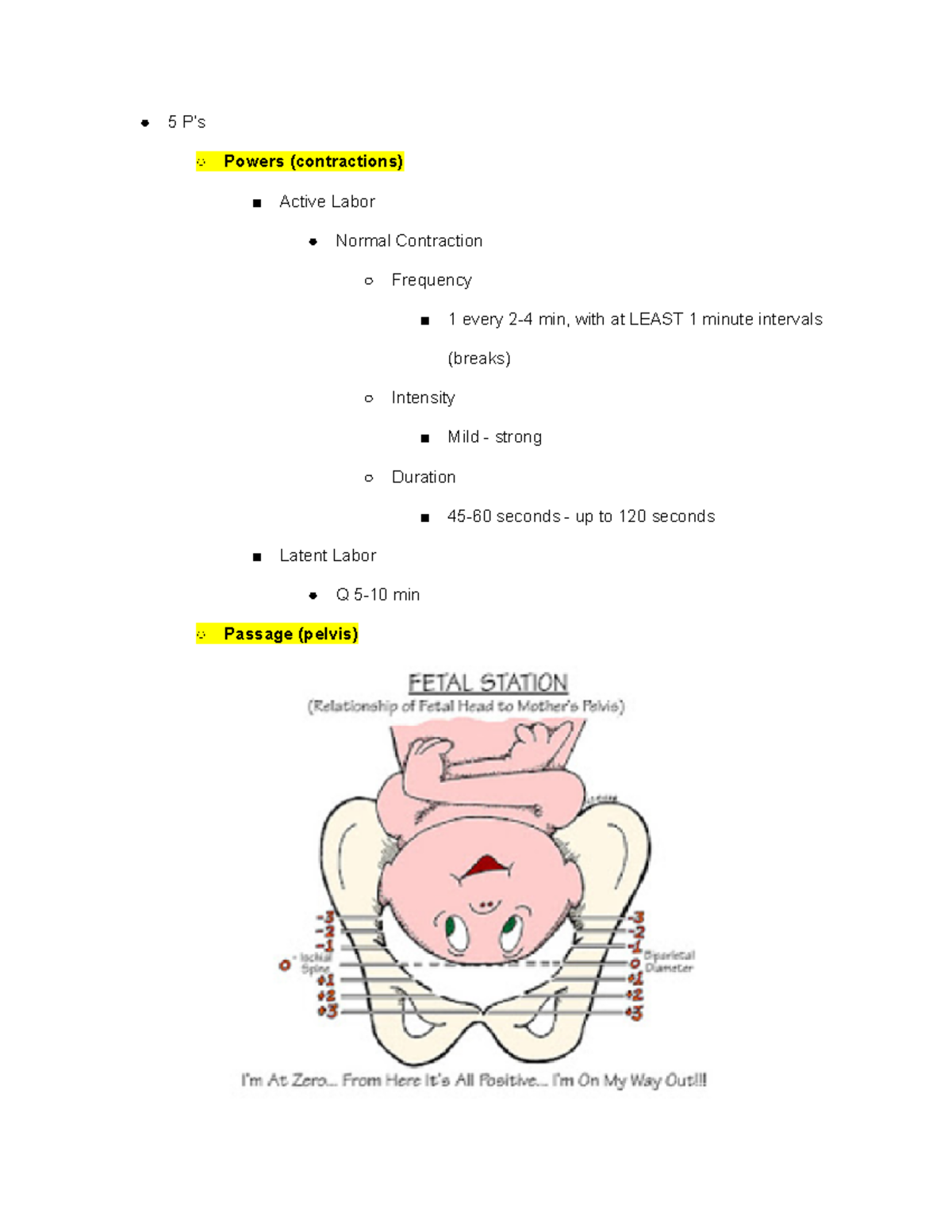 OB Review 5 P's - 5 P’s Powers (contractions) Active Labor Normal ...