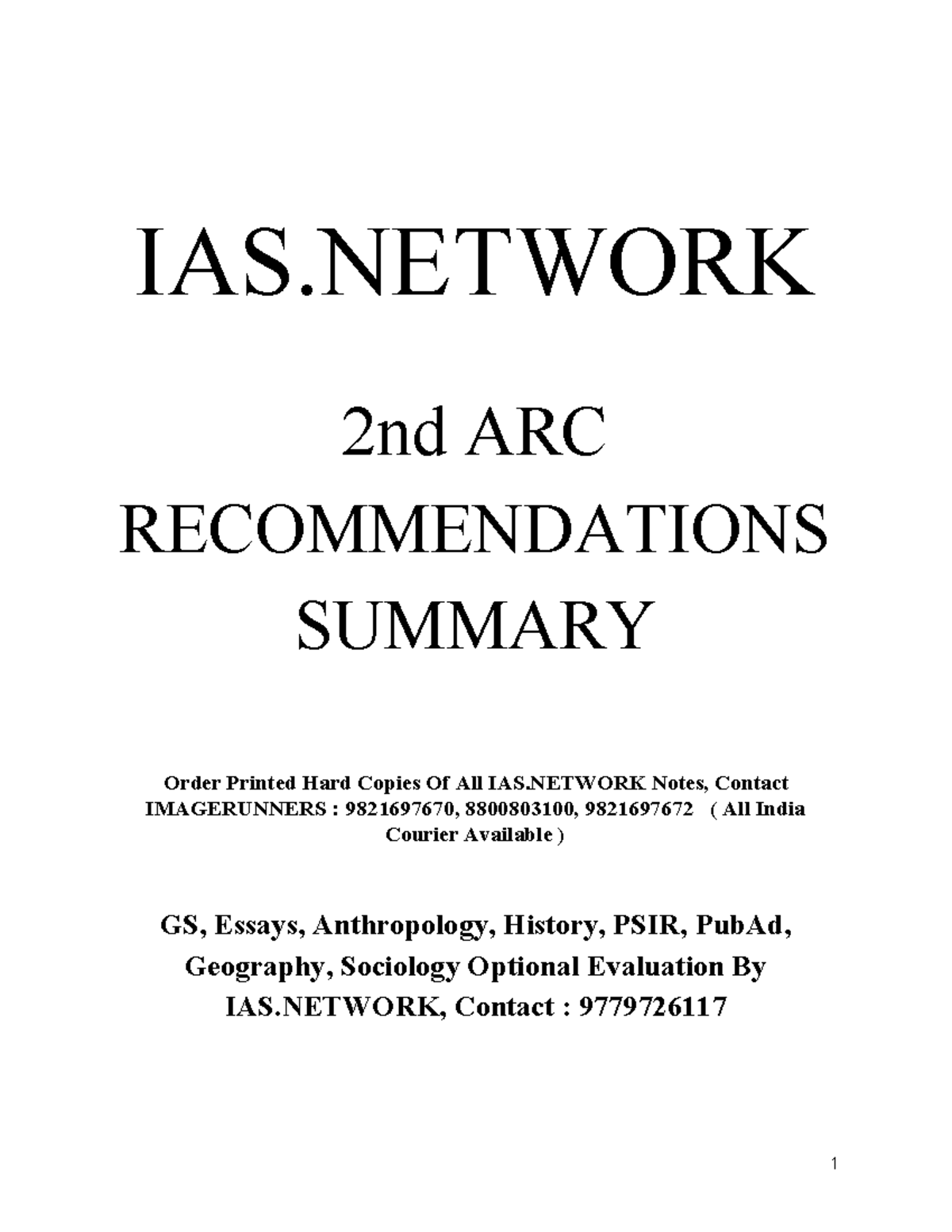 Copy of IAS. Network 2nd ARC Summary IAS 2nd ARC