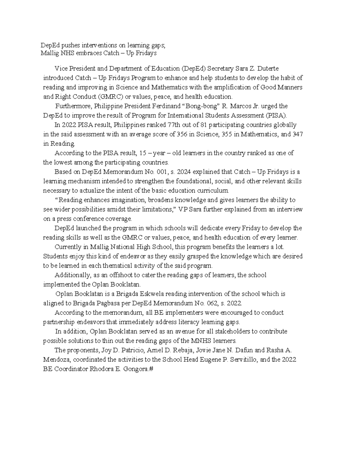 Dep Ed pushes interventions on learning gaps - DepEd pushes ...