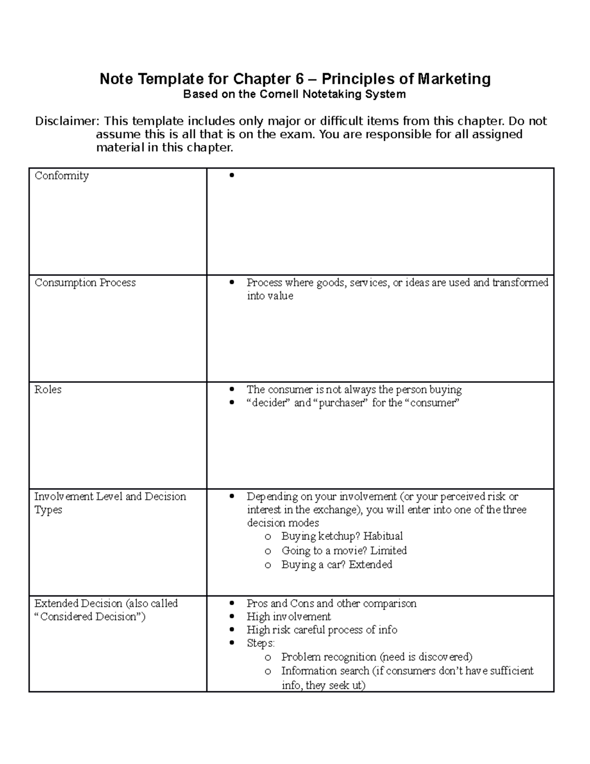 MAR3023 Chapter 06 - Note Template For Chapter 6 – Principles Of ...