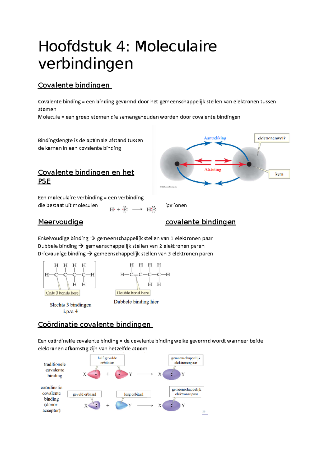 Hoofdstuk 4 - chemie - Hoofdstuk 4: Moleculaire verbindingen Covalente ...