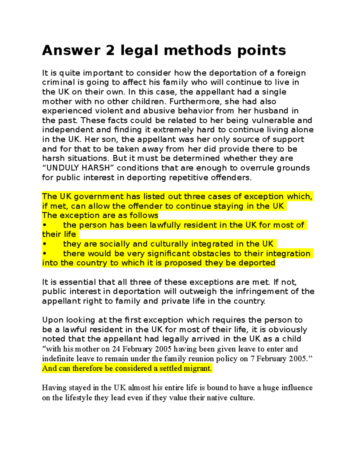 Answer 2 legal methods points Answer 2 legal methods points It is