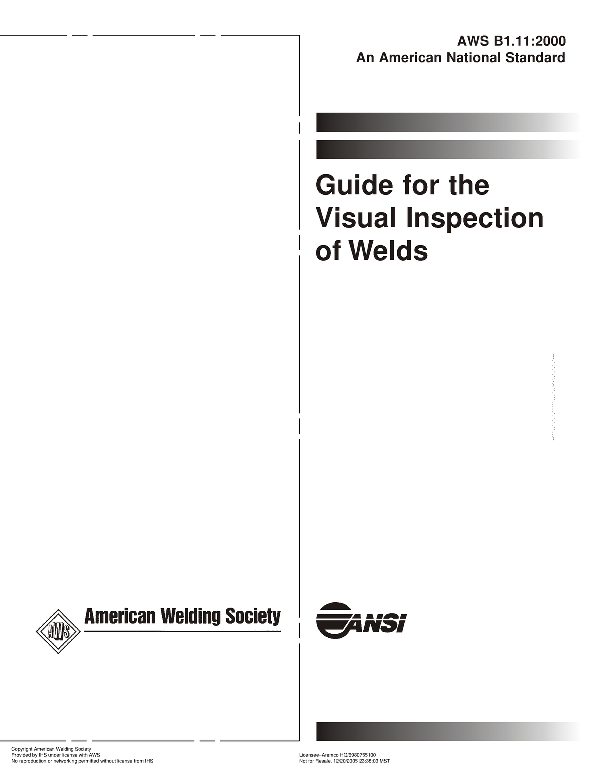 AWSB11 1 - Norma - Guide For The Visual Inspection Of Welds An American ...