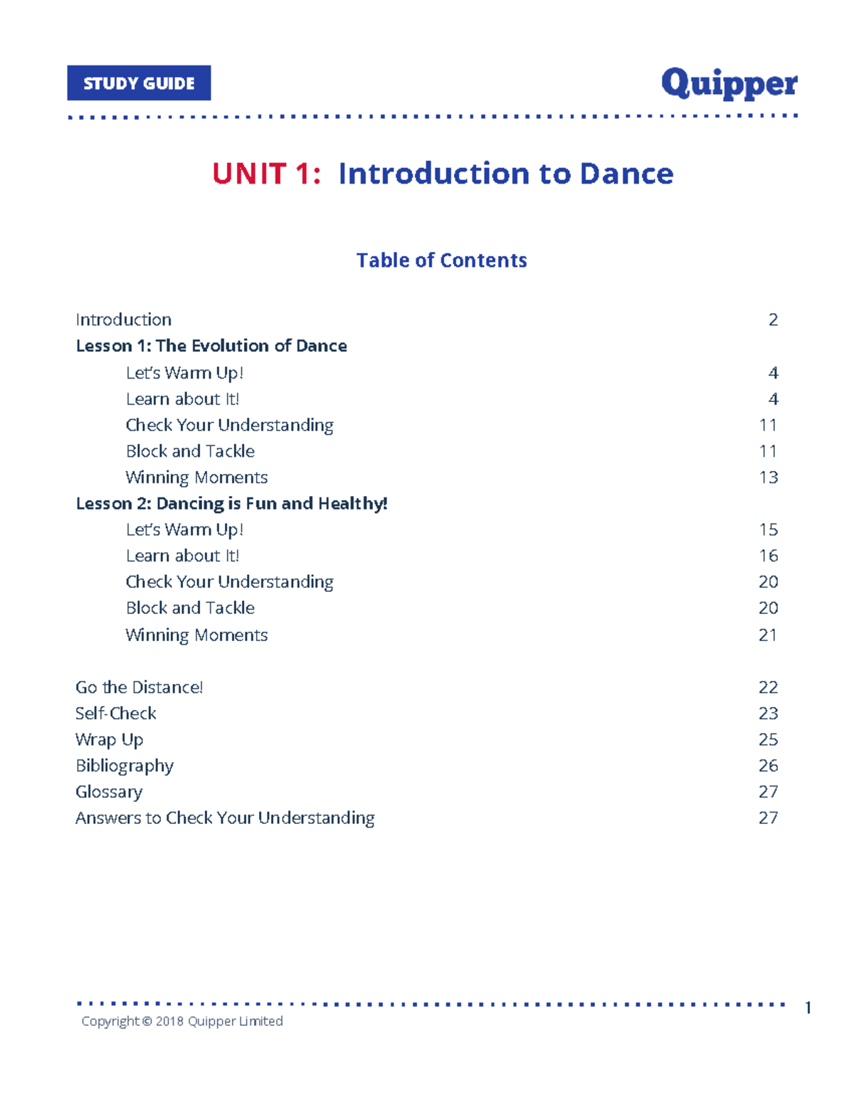 U1 Introduction to Dance (Study Guide) - UFH - Studocu
