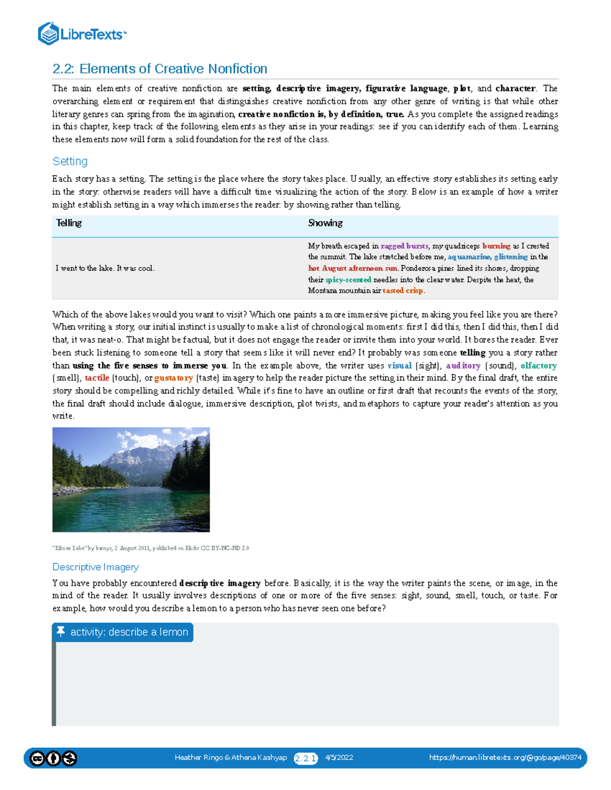 creative non-fiction - The overarching element or requirement that ...